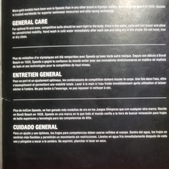 Speedo The Fast Way Crossback One piece Swimsuit Black/White Sz. 24 NWT - Picture 6 of 6